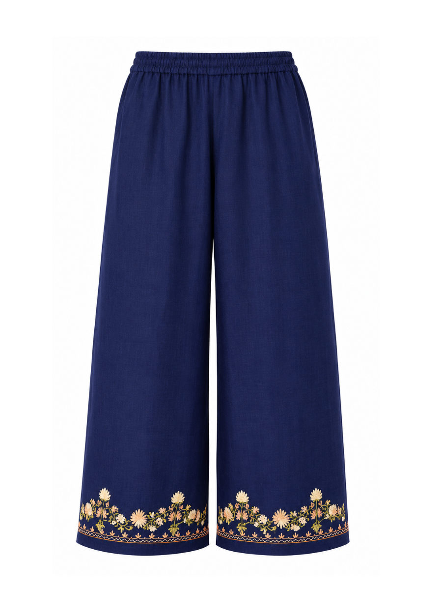 Kashmiri Manual Aari worked Cotton Co-Ord Set | Royal Indigo